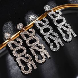 Латунь горный хрусталь серьги, число 2025