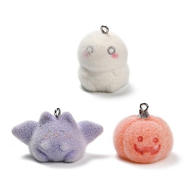 Подвески из непрозрачной смолы на Хэллоуин, с платиновыми тоновыми железными петлями