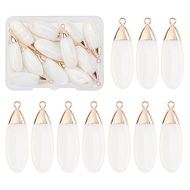 Natural Freshwater Shell Pendants, with Golden Plated Brass Findings, Teardrop