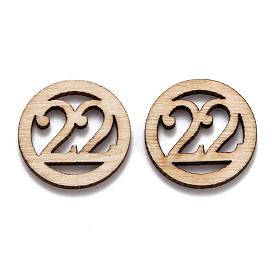 Wooden Cabochons, Laser Cut Wood Shapes, Flat Round with Number