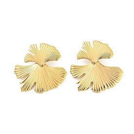 304 Stainless Steel Stud Earrings, Gingko Leaf Dangle Earrings for Women