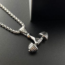 Панк 304 ожерелья из нержавеющей стали с подвесками в виде гантелей и штанги в стиле хип-хоп для мужчин