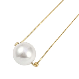 Ion Plating(IP) 304 Stainless Steel Snake Chain Necklaces, Round Plastic Imitation Pearl Pendant Necklaces