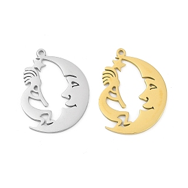 304 подвески из нержавеющей стали, луна с клоунским шармом, лазерная резка