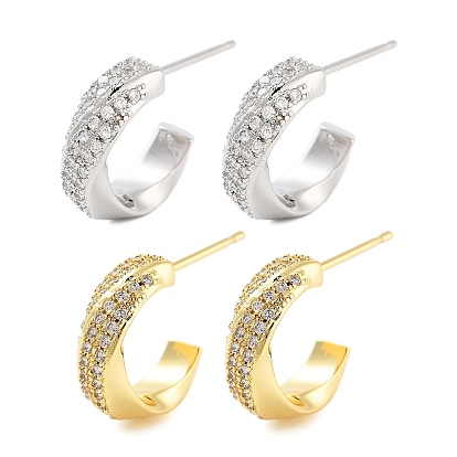 Серьги-гвоздики из латуни в форме буквы С, с четким кубического циркония, без кадмия и без свинца, долговечный