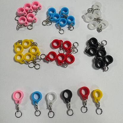 36Pcs 6 Colors Silicone Straw Pendant Decorations, with Alloy Lobster Claw Clasps