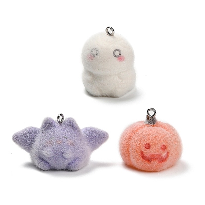 Подвески из непрозрачной смолы на Хэллоуин, с платиновыми тоновыми железными петлями