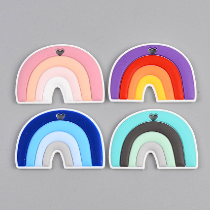 Food Grade Eco-Friendly Silicone Big Pendants, Rainbow