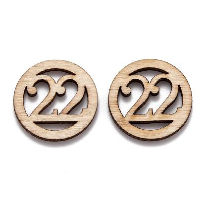 Wooden Cabochons, Laser Cut Wood Shapes, Flat Round with Number