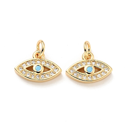 Eco-friendly Brass Micro Pave Cubic Zirconia Pendants, with Jump Ring, Cadmium Free & Lead Free, Eye