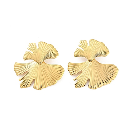 304 Stainless Steel Stud Earrings, Gingko Leaf Dangle Earrings for Women