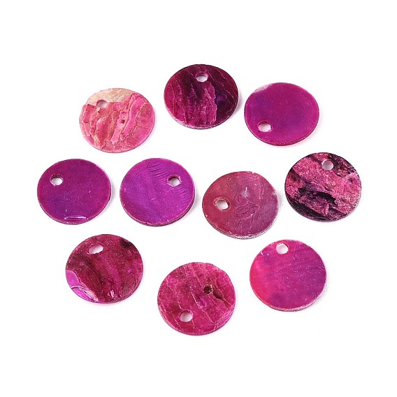 Подвески-диски из натуральной ракушки акойя, окрашенные распылением