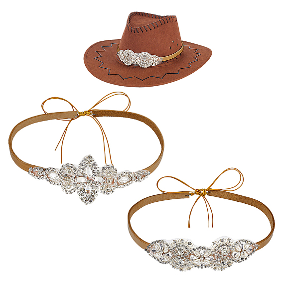 2 шт. полиэстеровый шнур для шляп, со стеклянными стразами