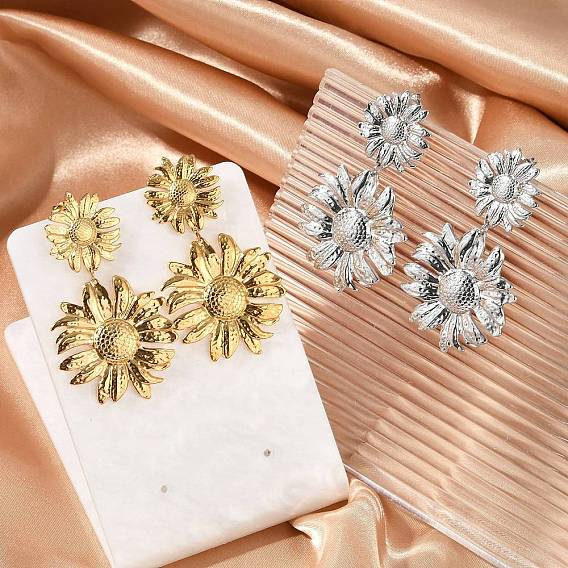 304 из нержавеющей стали болтаться серьги, цветок