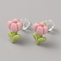 Фарфоровые серьги-гвоздики с цветком, с 925 стерлинговым серебром