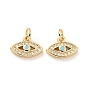 Eco-friendly Brass Micro Pave Cubic Zirconia Pendants, with Jump Ring, Cadmium Free & Lead Free, Eye