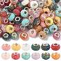 100Pcs 2 Styles Resin Rhinestone European Beads, Large Hole Beads, with Platinum Tone Brass Double Cores, AB Color, Rondelle