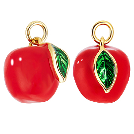 4подвески из латуни с эмалью, с целью перехода в кольце, долговечный, реальный 18 k позолоченный, яблоко