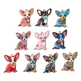 Подвески из эмали и сплава, собака, золотые