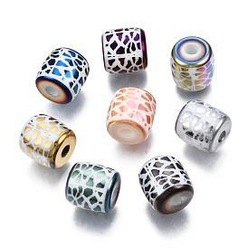 Electroplate Glass Beads, Column with Leopard Print Pattern