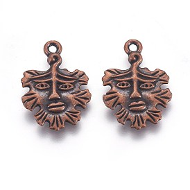 Лист с лицом тибетский стиль сплава подвески, без кадмия и без свинца, 21x15x2 мм, Отверстие : 1.5 мм , около 775 шт / 1000 г