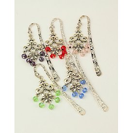 Alloy Bookmarks/Hairpins, with Tibetan Style Chandelier Components and Glass Beads, 80mm