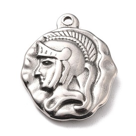 Pendentifs en acier inoxydable, plat rond avec chevalier