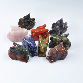 Gem Animal Carving Crystal Mixed Color Jade Rabbit Handicraft Desktop Decoration Ornament Fashion Gift