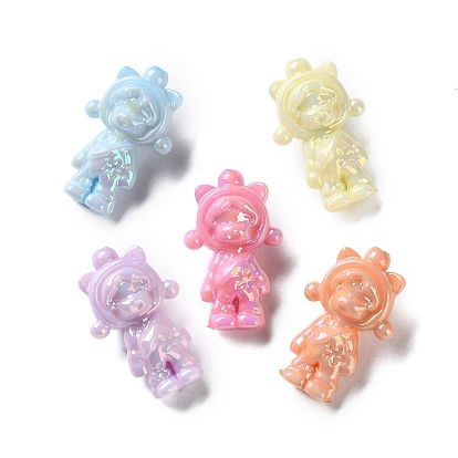 Непрозрачные акриловые бусины с УФ-покрытием, радужный, собака в форме человека