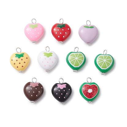 Печатные акриловые подвески, сердце и фрукты