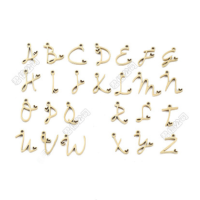 304 charmes en acier inoxydable, Coupe au laser, réel 14 k plaqué or, lettre avec breloque coeur
