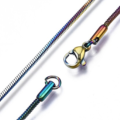 Ионное покрытие (ip) 304 ожерелье из змеиной цепи из нержавеющей стали, с застежками-когтями омара и скакательными кольцами, радуга