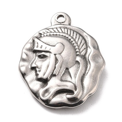 Pendentifs en acier inoxydable, plat rond avec chevalier