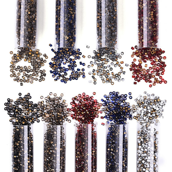 90G 9 Colors Baking Paint Glass Seed Beads, Cylinder