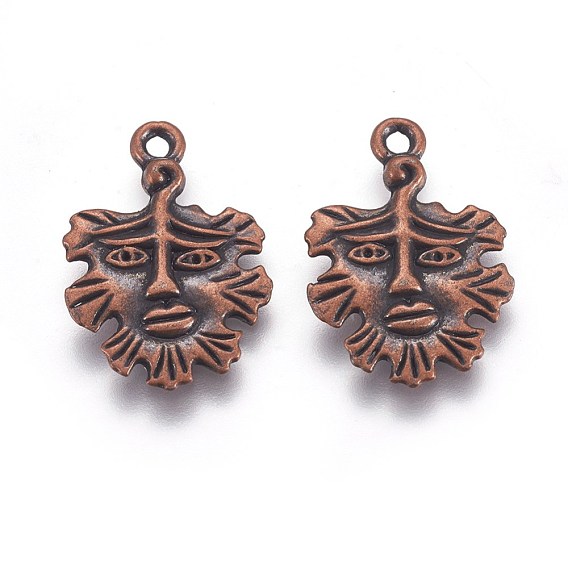 Лист с лицом тибетский стиль сплава подвески, без кадмия и без свинца, 21x15x2 мм, Отверстие : 1.5 мм , около 775 шт / 1000 г