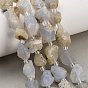 Raw Rough Natural Blue Lace Agate Beads Strands, Nuggets, with Seed Beads