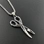 Винтажные 304 ожерелья с подвесками в виде парикмахерских ножниц из нержавеющей стали с узором