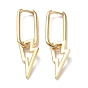 Brass Dangle Hoop Earrings, Lightning Bolt