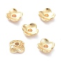 Chapeaux de perles en laiton 4-pétale, plaqué longue durée, fleur