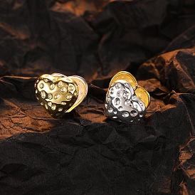 Stylish Heart Lava Earrings with Unique Texture in S925 Silver