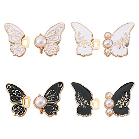8шт. 4 стили: регулируемые пуговицы для джинсов в форме бабочки, из сплава с эмалью, подтяжка талии, швейные застежки для аксессуаров к одежде, с имитацией жемчуга