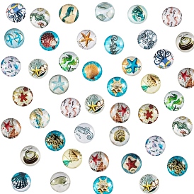 PandaHall Elite Flatback Glass Cabochons for DIY Projects, Dome/Half Round, Mixed Pattern