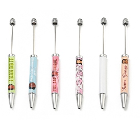 Printed Plastic Ball-Point Pen, Beadable Pen, for DIY Personalized Pen with Jewelry Beads