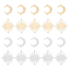 32шт 4 стили латунные подвески для разъемов, долговечный, луна и солнце