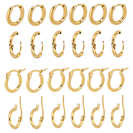 Unicraftale 12Pair 2 Style 304 Stainless Steel Huggie Hoop Earrings, Hypoallergenic Earrings for Women