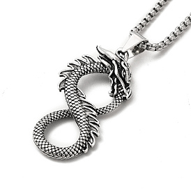 Ожерелье из сплава дракона бесконечности с пандантом и коробчатыми цепочками, готические украшения для мужчин и женщин