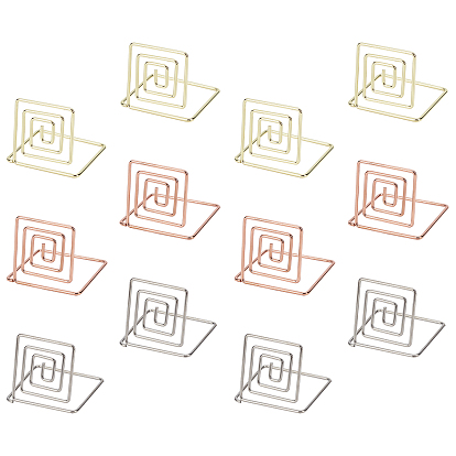 15 Pcs 3 Colors Carbon Steel Place Card Holders, Wire Table Number Holder Stand, for Memo Note Name Sign Wedding Party Birthday, Square