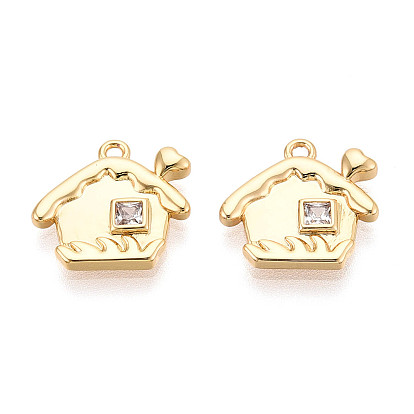 Подвески из латуни с прозрачным фианитом, прелести дома, без никеля 