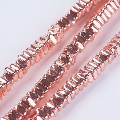 Galvanoplastie non magnétiques hématite synthétique brins de perles, perles heishi carrées, AA grade