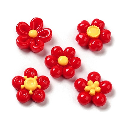 Opaque Resin Cabochons, Mixed Flower